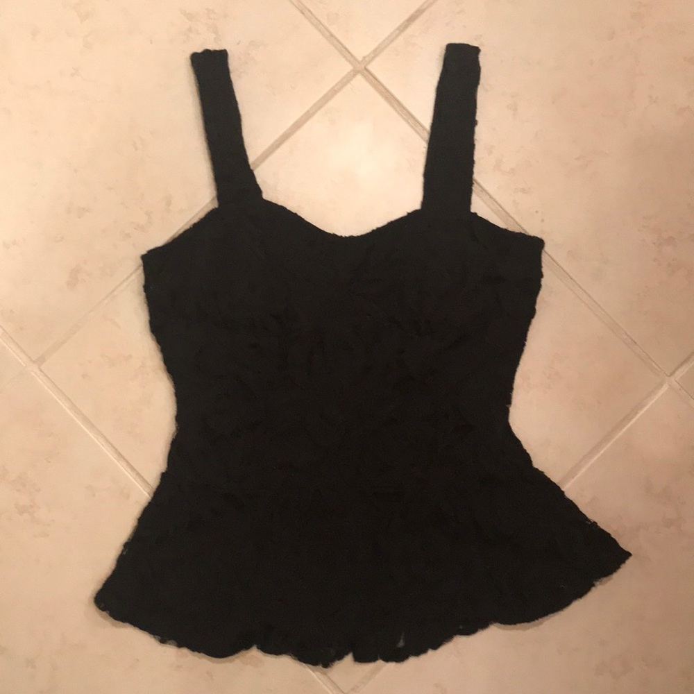 A. Byer Lace Black Peplum Top